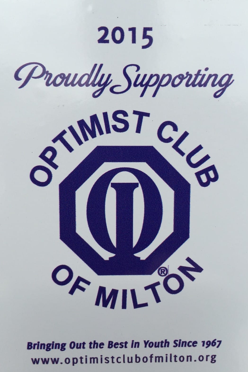 Optimist club sticker for door of Optical
