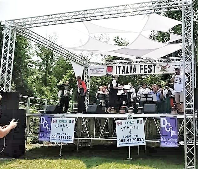Stage with live music at the Italiafest Milton