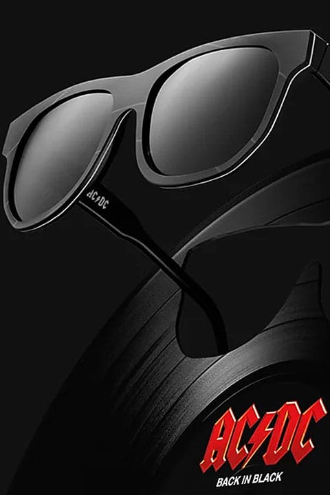 eyeglasses made from ACDC record album