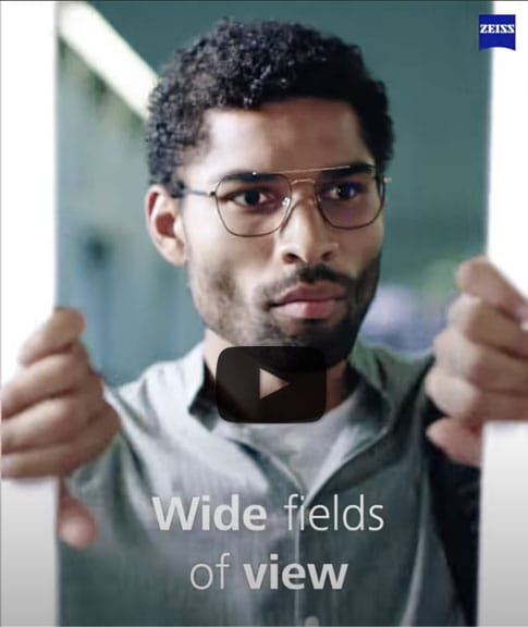 video showing how digital eyeglass lenses from Zeiss improve vision and fields of view