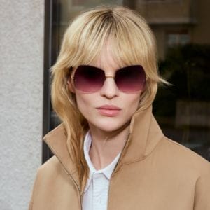 lady modelling rimless sunglasses by gotti