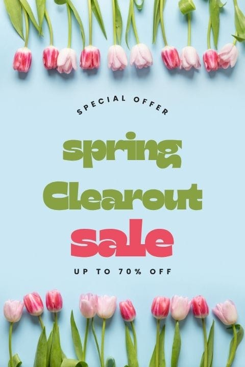 Poster showing Spring Clearout Sale, up to 70% off eyeglasses and sunglasses